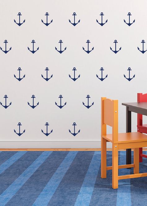 Ankers Muur Stickers Vinyl Nautisch Thema Kwekerij Peuter Etsy Vinyl Wall Decals Nautical Theme Nursery Anchor Wall Art