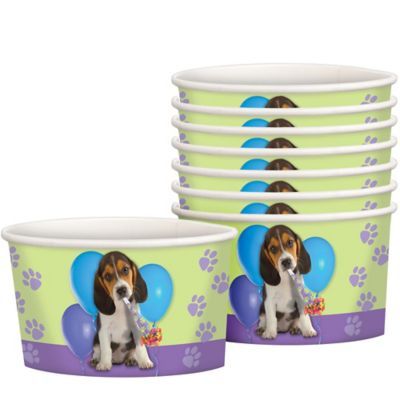 ~ Birthday Party Supplies Dessert Treat Green Dog PUPPY PARTY ICE CREAM CUPS 8 ~ Birthday Party Supplies Dessert Treat Green Dog PUPPY PARTY ICE CREAM CUPS 8