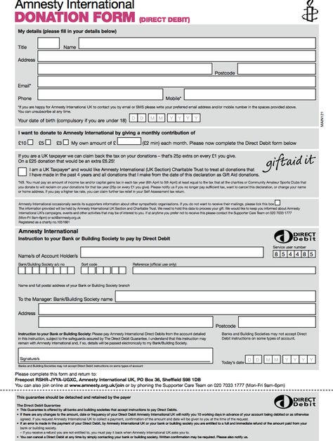 Amnesty Donation Form Template donation form template Australia - direct debit form Amnesty Donation Form Template donation form template Australia - direct debit form