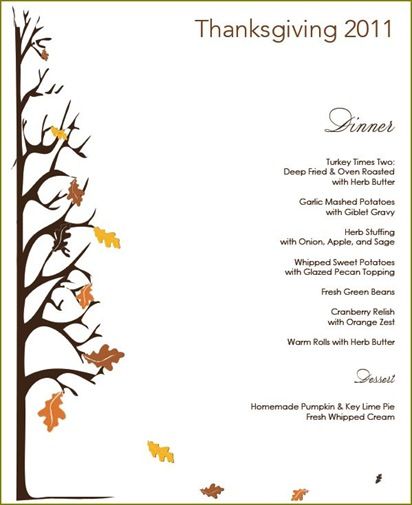 31 Printable (and Free!) Thanksgiving Templates Thanksgiving menu