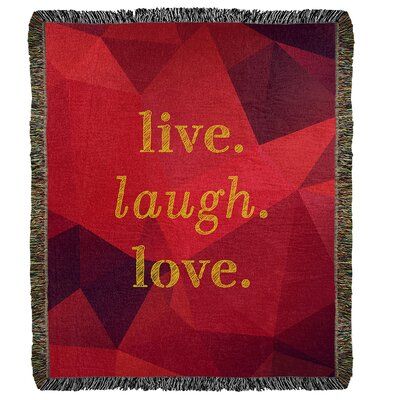 East Urban Home Live Laugh Love Cotton Throw Size 60 L X 50 W Colour Ruby Gold In 2020 Live Laugh Love Quotes Cotton Throws Woven Blanket