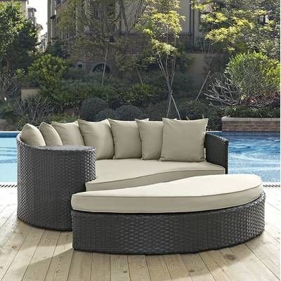 Burruss Patio Sectional With Cushions Daybed Outdoor Wicker Furniture Patio Daybed, Burruss Patio Sectional With Cushions Canada