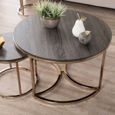 Silver Orchid Belle Round 3 Piece Nesting Coffee Table Set