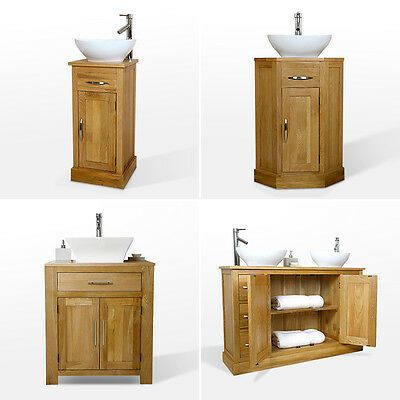 Solid Oak Vanity Unit Cabinet Bathroom Wash Stand Cloakroom Corner Sink Tap Ebay Bathroom Wash Stands Oak Vanity Unit Timber Bathroom Vanities
