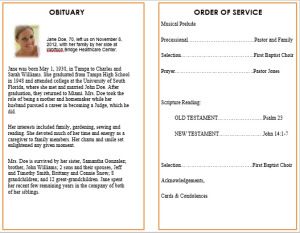 memorial service cards