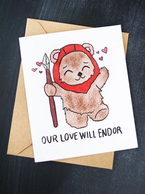 star wars valentine's day card ewok our love will