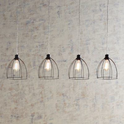 Let There Be Light A Four Chandelier To Exact And It Cool Open Wire Design That S Ceiling Lights Floating Shelf Decor Metal Shelves Ceiling Lights, How To Wire A 4 Light Chandelier