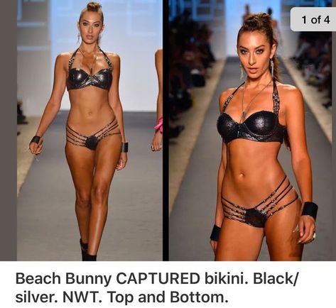 Black//silver Top and Bottom. NWT Beach Bunny CAPTURED bikini