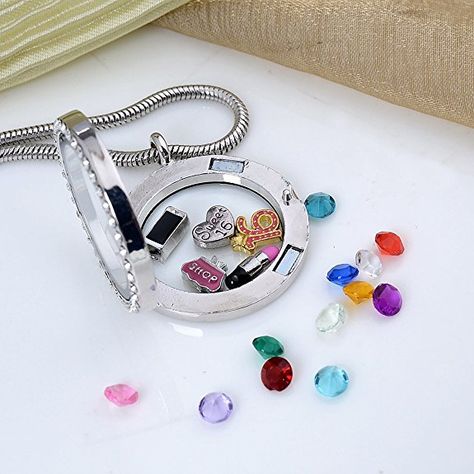Sweet Sixteen Girl Birthday Gift,30mm Floating Charm Living Memory Locket Birthstone Pendant Necklace Sweet Sixteen Girl Birthday Gift,30mm Floating Charm Living Memory Locket Birthstone Pendant Necklace