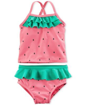 Carters Newborn Infant Girls Fish and Polka Dots 2 Piece Swimsuit