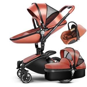 Baby Stroller 3 in 1 travel system Bassinet folding Combo Pushchair/&car seat PU