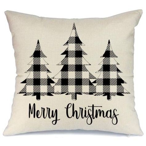 Off White Black Pillow Perfect Buffalo Plaid Appliqued Initial A with Blanket Stitch Edge Decorative Pillow 17 Red