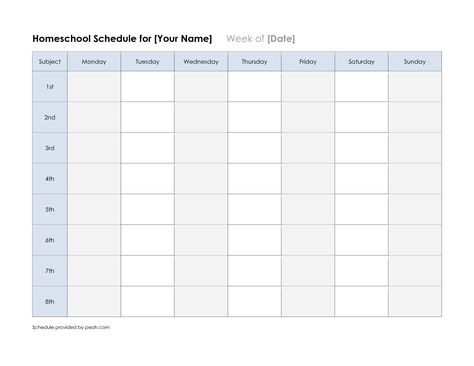 free printable class schedule template printable weekly group exercise schedule template
