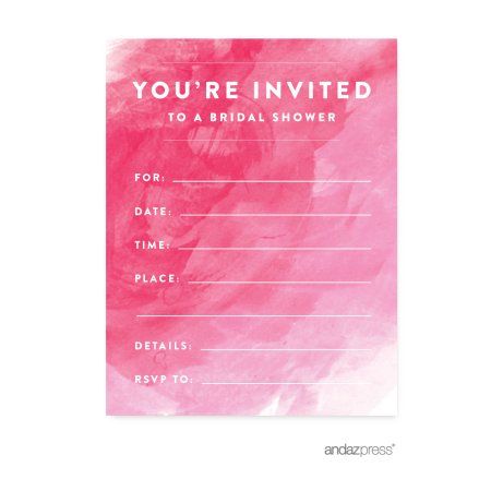 pink watercolor wedding blank