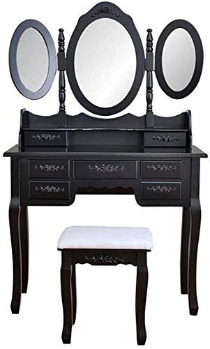 Best Er 7 Drawers Make Up Vanity Table Set Foldable 3 Mirror - Black Mirrored Dressing Table Set Best Er 7 Drawers Make Up Vanity Table Set Foldable 3 Mirror - Black Mirrored Dressing Table Set