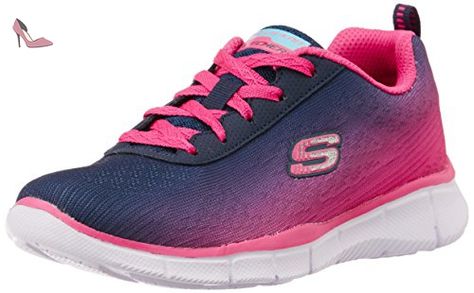 Skechers Equalizer, Sneakers Basses fille, Bleu (Marine/Rose), 38