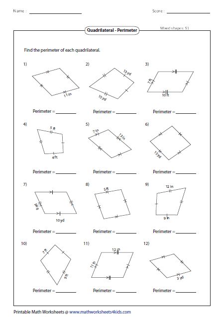 image result for quadrilateral shapes area and perimeter quadrilaterals worksheet quadrilaterals learning worksheets