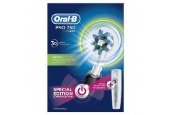 Oralb Pro 750 Cross Action 3d Black Special Edition ηλεκτρική οδοντόβουρτσα δώρο θήκη ταξιδιού μαύρο χρώμα 1 τεμάχιο Oral B Oral Toothpaste