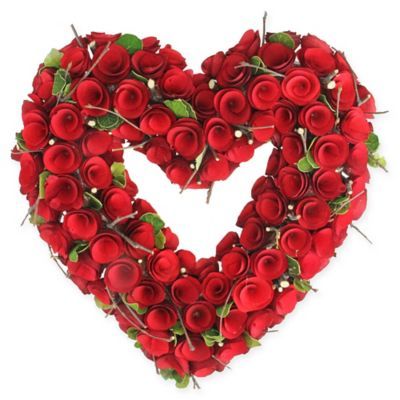 Northlight 14 Wooden Rose Valentine S Day Heart Wreath Red Valentine Day Wreaths Wooden Roses Wreaths