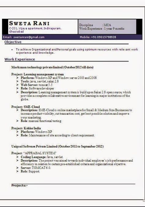 2 Years IT Experience Resume Format Sample Template Example - server description for resume 2 Years IT Experience Resume Format Sample Template Example - server description for resume