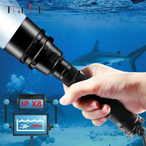 2000LM LED Waterproof Diving Flashlight Fluorescent Green Underwater Torch With Hand Strap