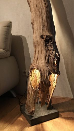 Lámpara De Pie De Rama De Roble Hueco Antiguo Lampara De Pie Madera Lámpara De Madera A La Deriva Lámparas De Pie