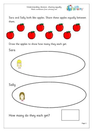 Sharing Equally Division Maths Worksheets For Year 2 (Age 6-7) | Math Division, Math Worksheet, Division Worksheets