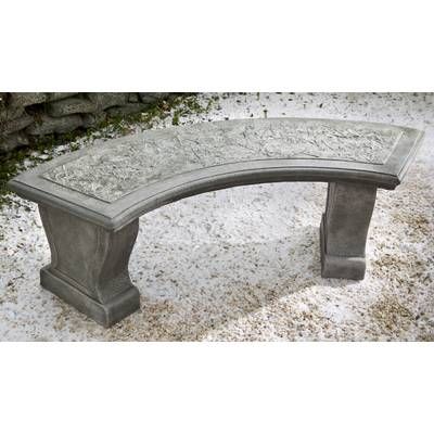 Isidoro Fleur De Lys Curved Bench Stone Garden Outdoor - Cast Stone Garden Furniture Isidoro Fleur De Lys Curved Bench Stone Garden Outdoor - Cast Stone Garden Furniture