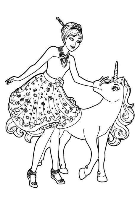 Barbie E L Unicorno Da Colorare Nel 2020 Disegni Da Colorare