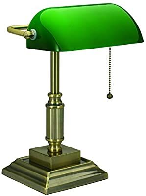 Com V Light Traditional Style Cfl Banker S Desk Lamp With Green Glass Shade Vs688029ab Office Pro Lamps Bankers Bankers Desk Lamp, Alera Traditional Banker S Desk Lamp Green