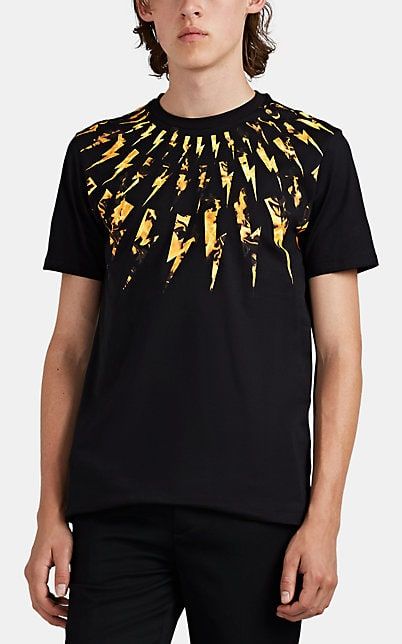 Flame Bolt Cotton T Shirt Cotton Tshirt Neil Barrett Black Shirt