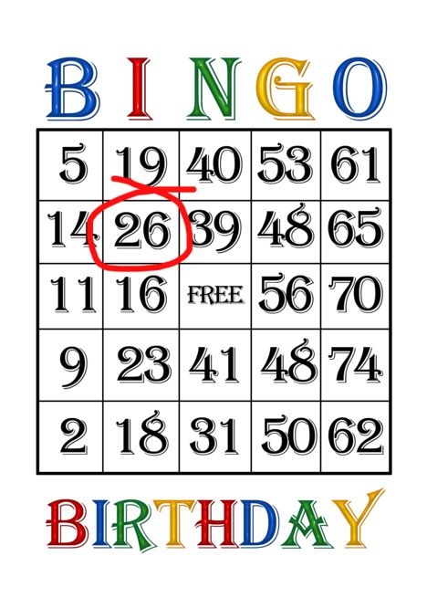 26th Birthday Bingo Card Ad Affiliate Birthday Card Bingo 26th Birthday Bingo Card Ad Affiliate Birthday Card Bingo