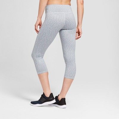 Capri Leggings Womens Size XXL High Waist Textured Heather Gray