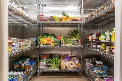 Inside Kim Kardashian West’s Walk-in Fridge - Poosh Kim Kardashian Kitchen, Kim Kardashian Home, Luxury Kitchen Design, Dream Home Design, House Design, Pantry Organisation, Kitchen Organization, Walk In Freezer, Kardashian Kollection