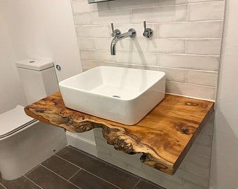 Raw Edge Floating Shelf Bathroom Sink Etsy In 2020 Raw Edge Floating Shelf Bathroom Sink