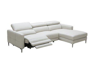 Modern White Leather Reclining Sectional Sofa Chaise Console Speaker Sectional Sofa With Recliner Leather Sectional Sofas Leather Reclining Sectional