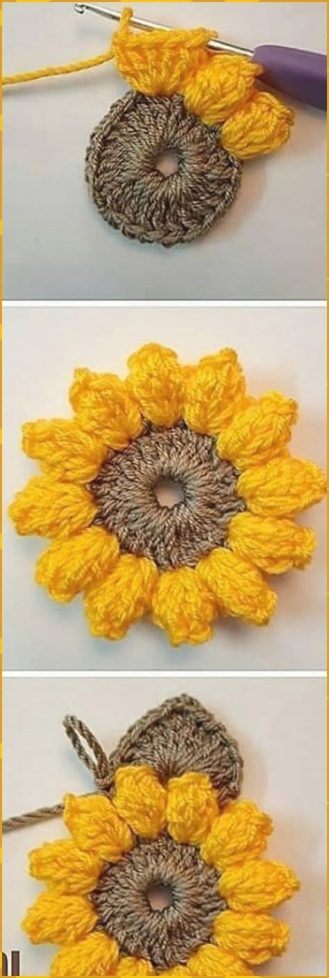 handmade crocheted flowers acrylic yellow 9 cm 3.5/" pack of 3