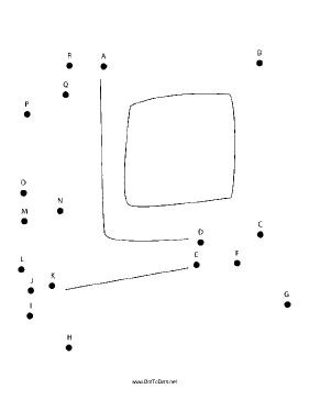 the computer in this printable dot to dot puzzle is a big desktop with a monitor screen and keyboard it is fun for people dot to dot puzzles dots printables