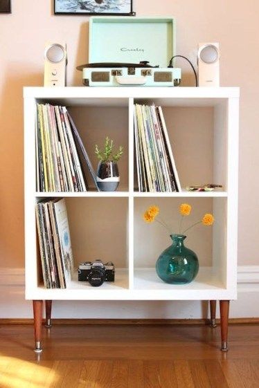 Incredibly Clever IKEA Hacks On A Budget 20 | Vinyl record Latest Totally Free ikea kallax legs hack amazing stand