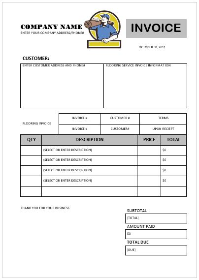 carpet installation invoice template