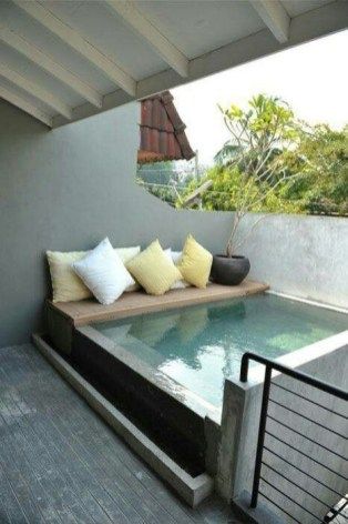 51 Refreshing Plunge Pool Design Ideas For You To Consider Godiygo Com Small Outdoor Patios Small Pool Design Patio Design