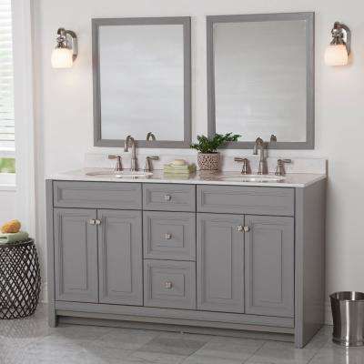 Home Decorators Collection Brinkhill 61 In W X 22 D Bathroom Vanity Sterling Gray With Stone Effect Top Pulsar White Sink Bh60p2v3 St T Grey Bathroom Vanity, Home Decorators Collection Brinkhill Mirror