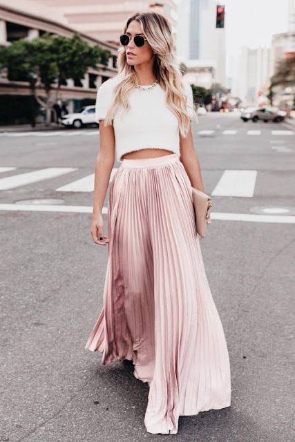 Entypwsiakh Maxi Plise Foysta Sandrea Pudra Apo To Ivet Mege8h S M L Timh 23 93 Ap Pleated Long Skirt Maxi Skirt Outfits Chiffon Maxi Skirt