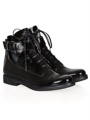 B33726 Naplak Rugan Siyah Bayan Ayakkabi Bot High Top Sneakers