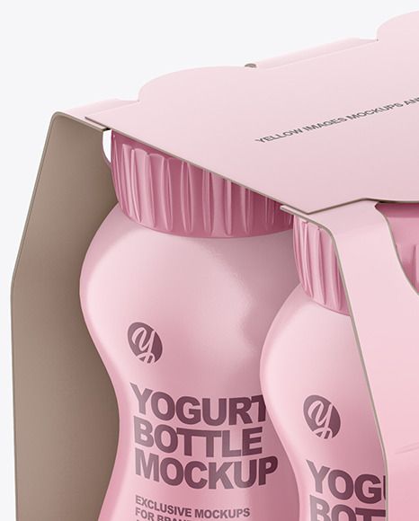 Download 4x125ml Matte Yogurt Pack Mockup In Box Mockups On Yellow Images Object Mockups In 2021 Box Mockup Bottle Mockup Mockup