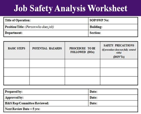 Job Safety Analysis Template Excel Project Management - job task analysis template Job Safety Analysis Template Excel Project Management - job task analysis template