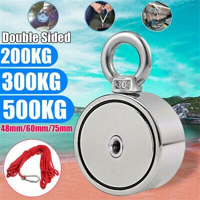 60-300KG Round Neodymium Fishing Salvage Magnet Double Sided Pulling Force