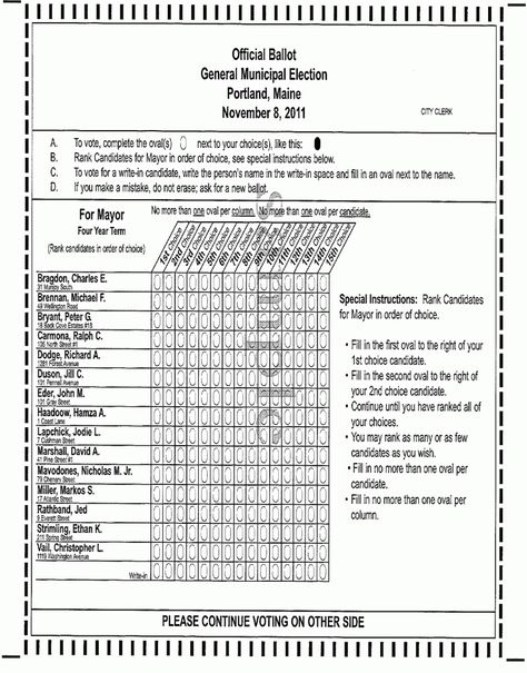 Sample ballot for Instant Runoff Voting (aka Alternative Vote - election clerk sample resume Sample ballot for Instant Runoff Voting (aka Alternative Vote - election clerk sample resume