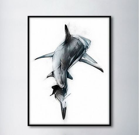 Canvas Artwork Watercolor Whales Decorative Pictures Wall Pictures for Home Decoration Poster Canvas Picture-40x60cm No Frame