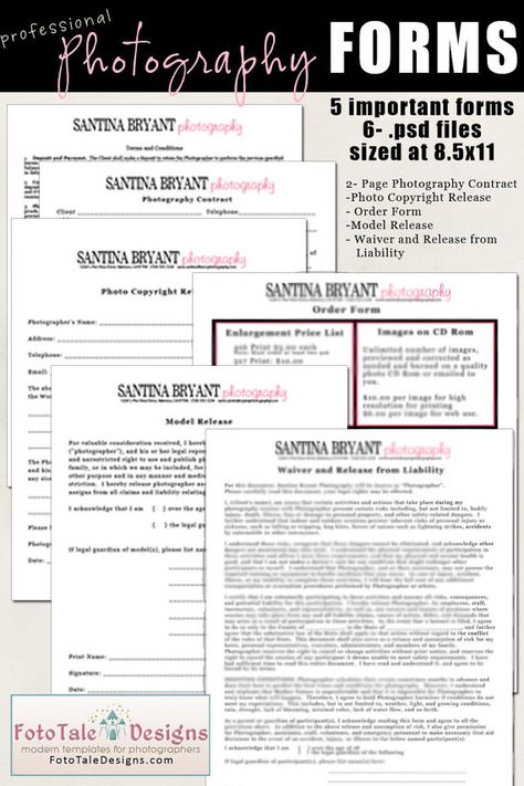 INSTANT DOWNLOAD- Professional Photography Forms- Contract, Model - liability waiver template word INSTANT DOWNLOAD- Professional Photography Forms- Contract, Model - liability waiver template word